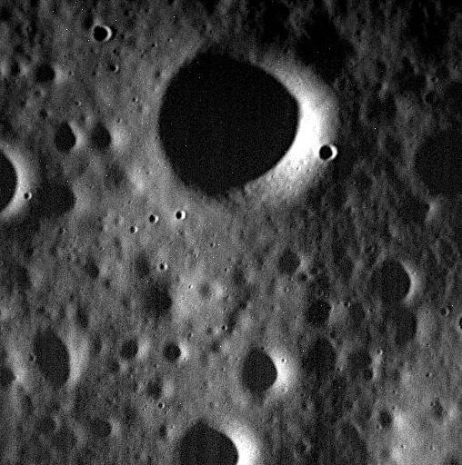 A high-resolution monochrome image of Mercury’s surface acquired the day before MESSENGER impacted the planet, 30 April 2015.